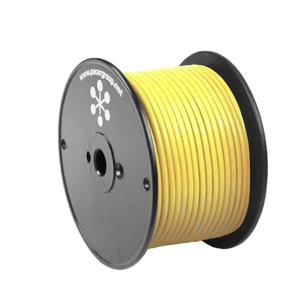 Primary Wire, Marine, 18 AWG, 1C C, Yellow, PVC, Stranded, 600V, 100 ft.